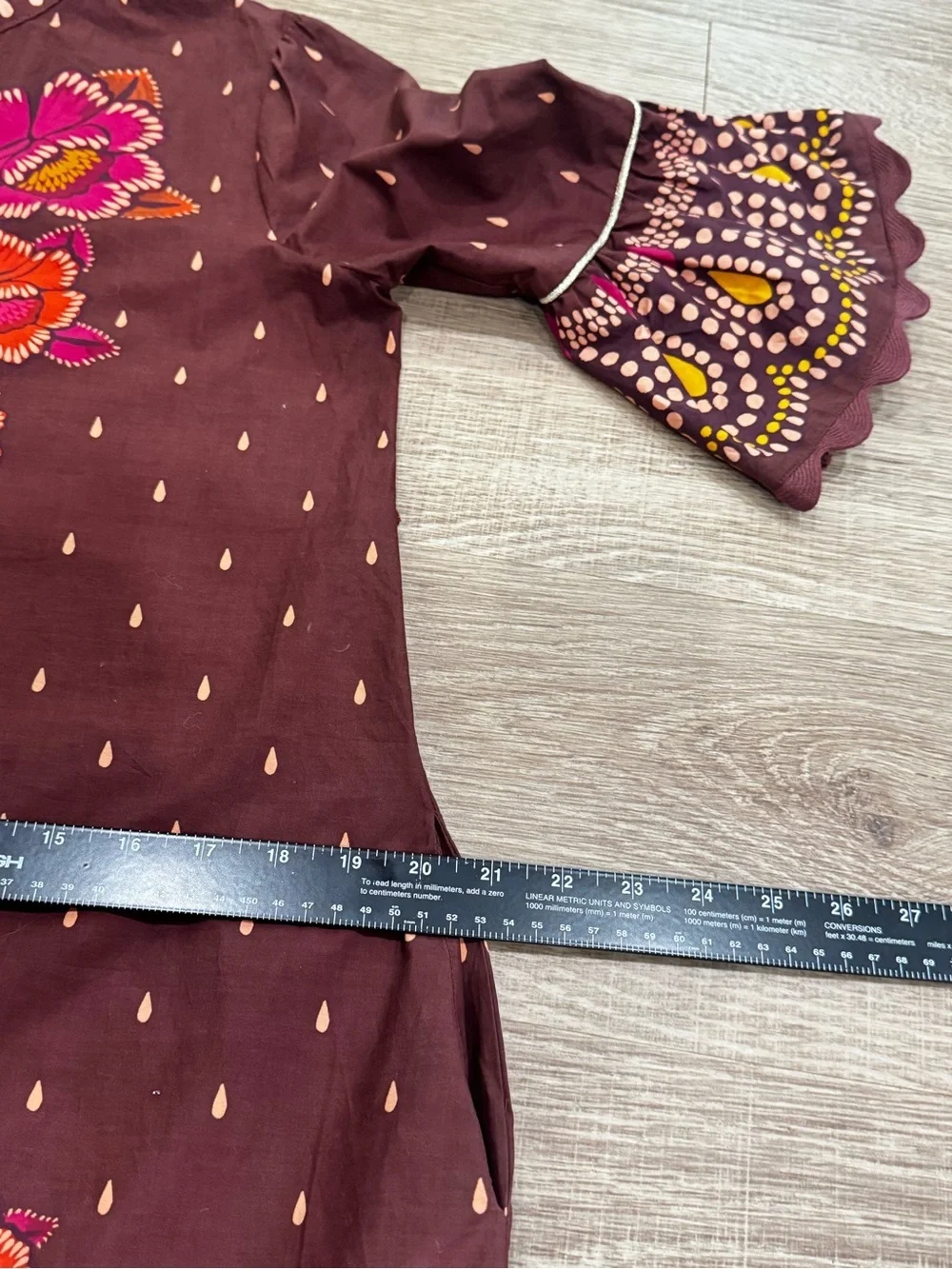 Farm Rio Floral Print Mini Dress Bell Sleeve Ruffle Hem Boho XS